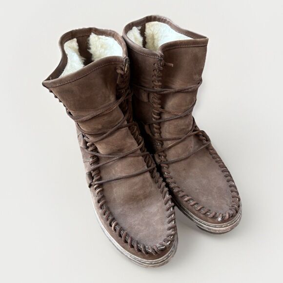 Karma Of Charme Malita Moccasin Boot Size 38 Brown Suede Leather - Picture 6 of 10